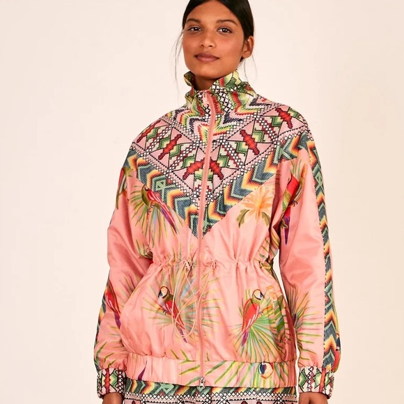 FARM Rio Jackets & Blazers - Anthropologie Farm Rio Love Bird Windbreaker Drawstring Zipper Jacket.